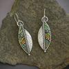 Bohemian Green Leaf Earrings for Women Ethnic Abstract Vintage Silver Color Drop Dangle Earring Oorbellen Pendientes O4D423