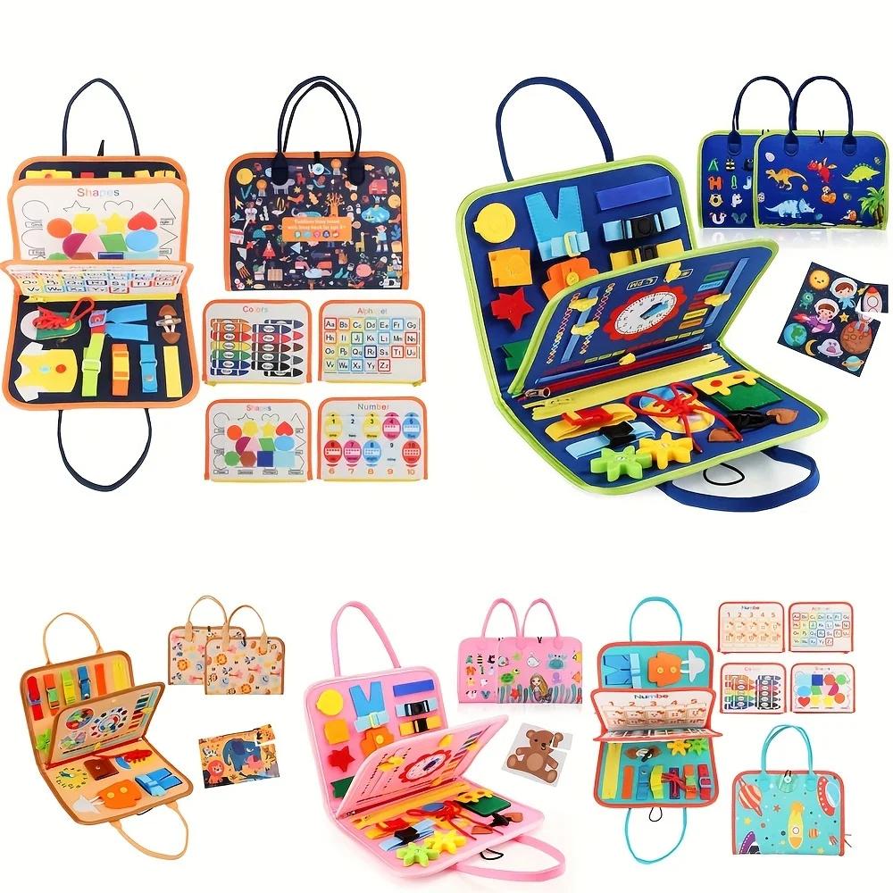 Montessori Busy Board Sensory Toys Educational Travel Activities for Kids Preschool Fine Motor Skills Learning Gift