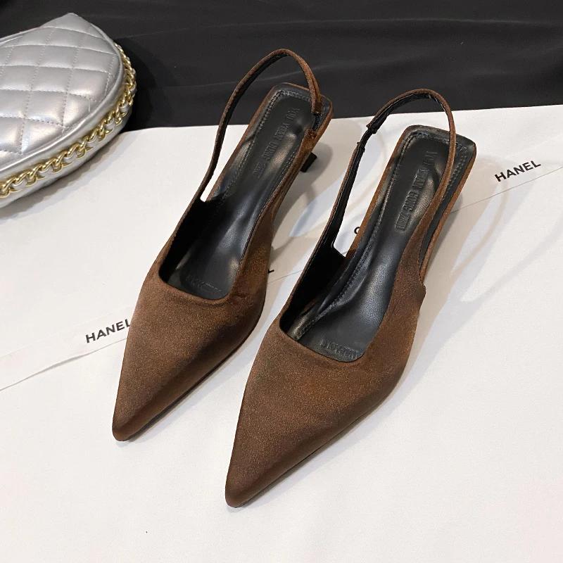 2025 Summer Cover Toe High Heel Women Sandals Fashion Shallow Slip On Singbacks Pumps Ladies Elegant Stripper Party Sandalias