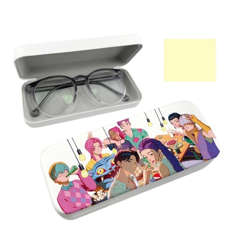 Anime PU Leather Glasses Case Witch Hunters Design Soft Lining for Scratch Prevent Eyewear Holder for Daily Travel Use