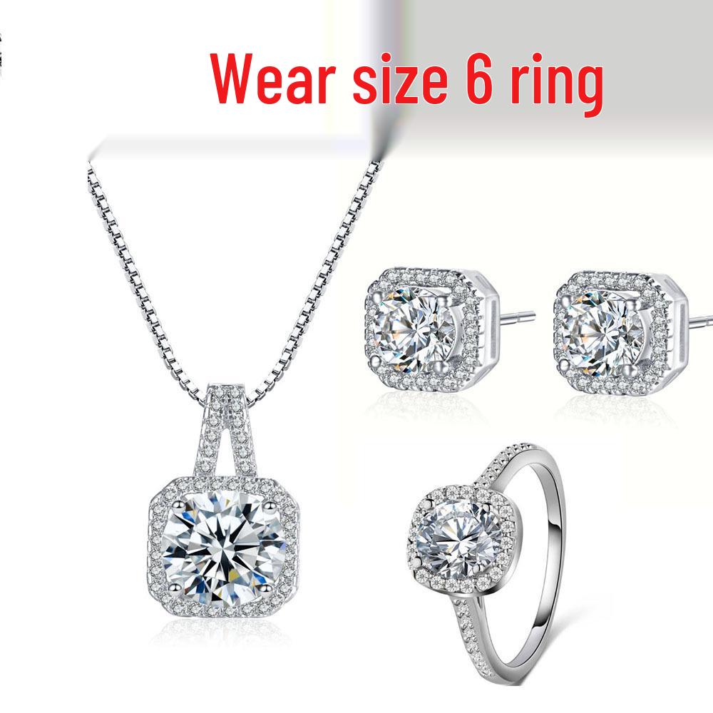 

Комплект подвески и серег с квадратными бриллиантами из кубического циркония - Универсальный ювелирный подарок для женщин