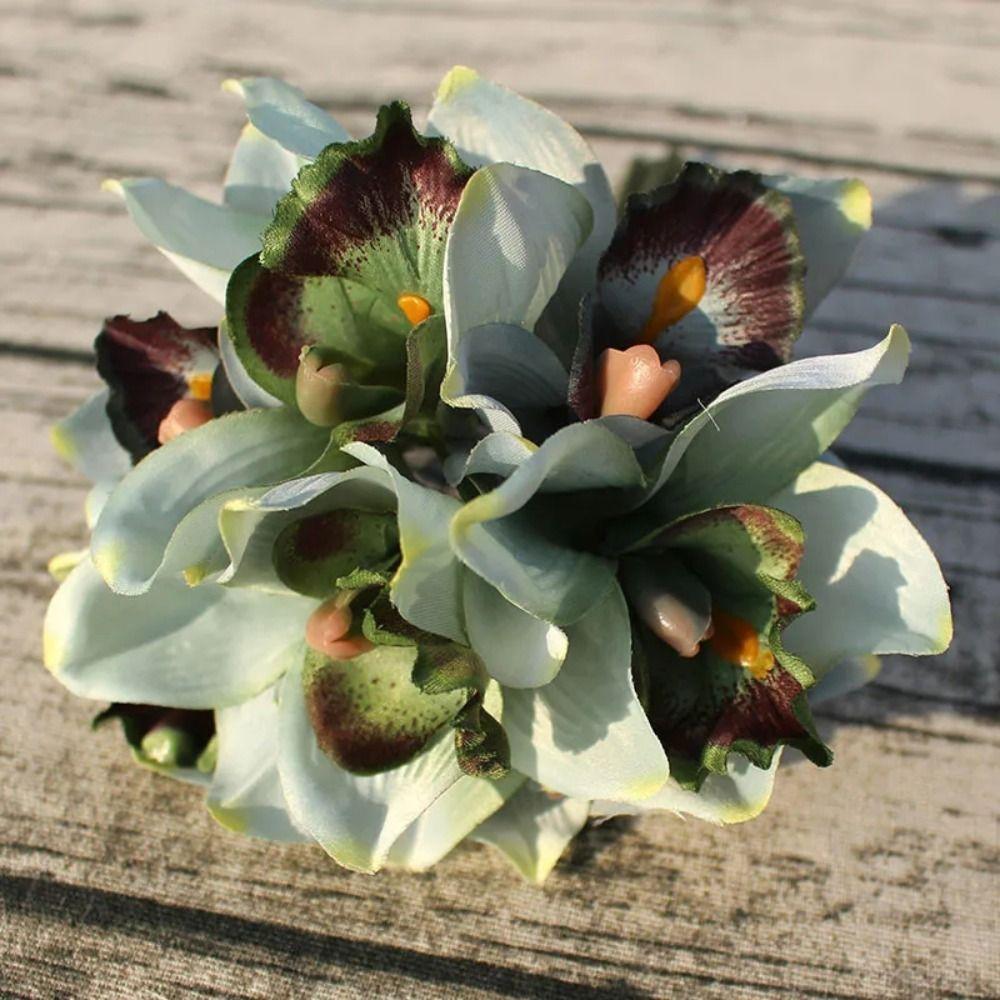 7 Heads Orchid Artificial Flowers Bouquet Fake Artificial Plants Fake Flowers  Wedding Party