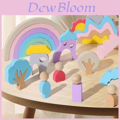 Childrens Wooden Rainbow Block Set For Early Education Color Recognition And Creative Play