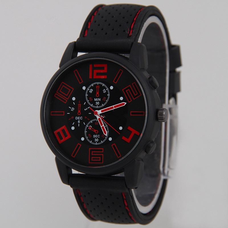 Fashionable Silicone Strap Mechanical Watch For Men Quartz Movement Decorative Design 40.5mm Dial