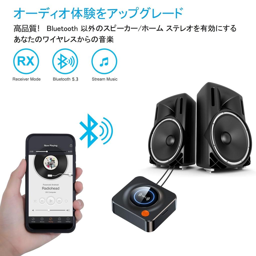 eppfun AK3040R Bluetooth Audio NFC Card AAC for Wired Speakers or Home Streaming Music Charges While You Use 5.3 Receiver, + 3.5mm AUX/RCA/TF Slot,