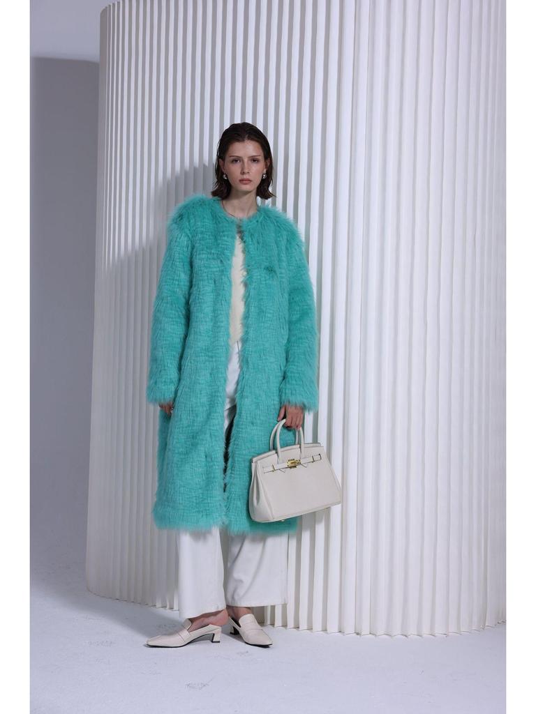 Women's Eco-Friendly Faux Lamb Curly Fur Coat - European & American Style Overcoat