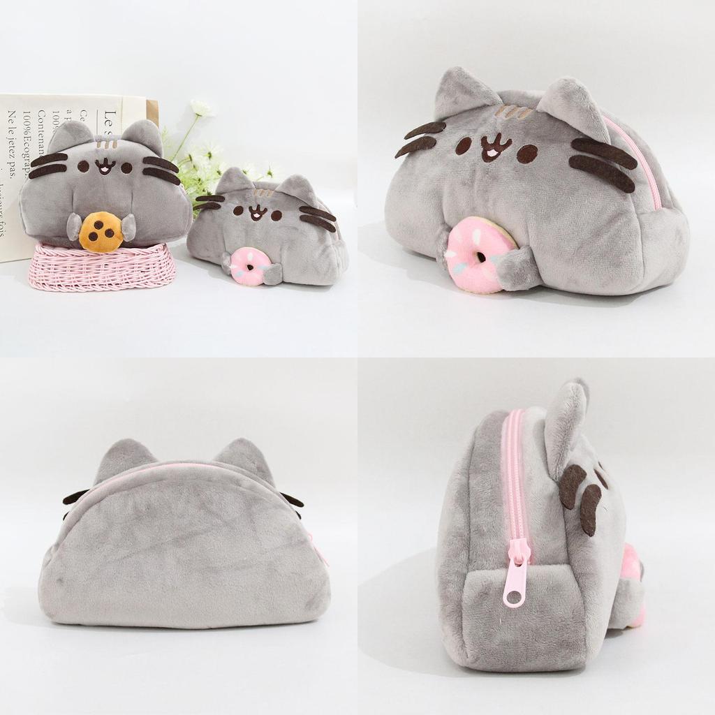 Cartoon Cute Cat Plush Makeup Bag Pen Case With Large Capacity For Girls And Teens