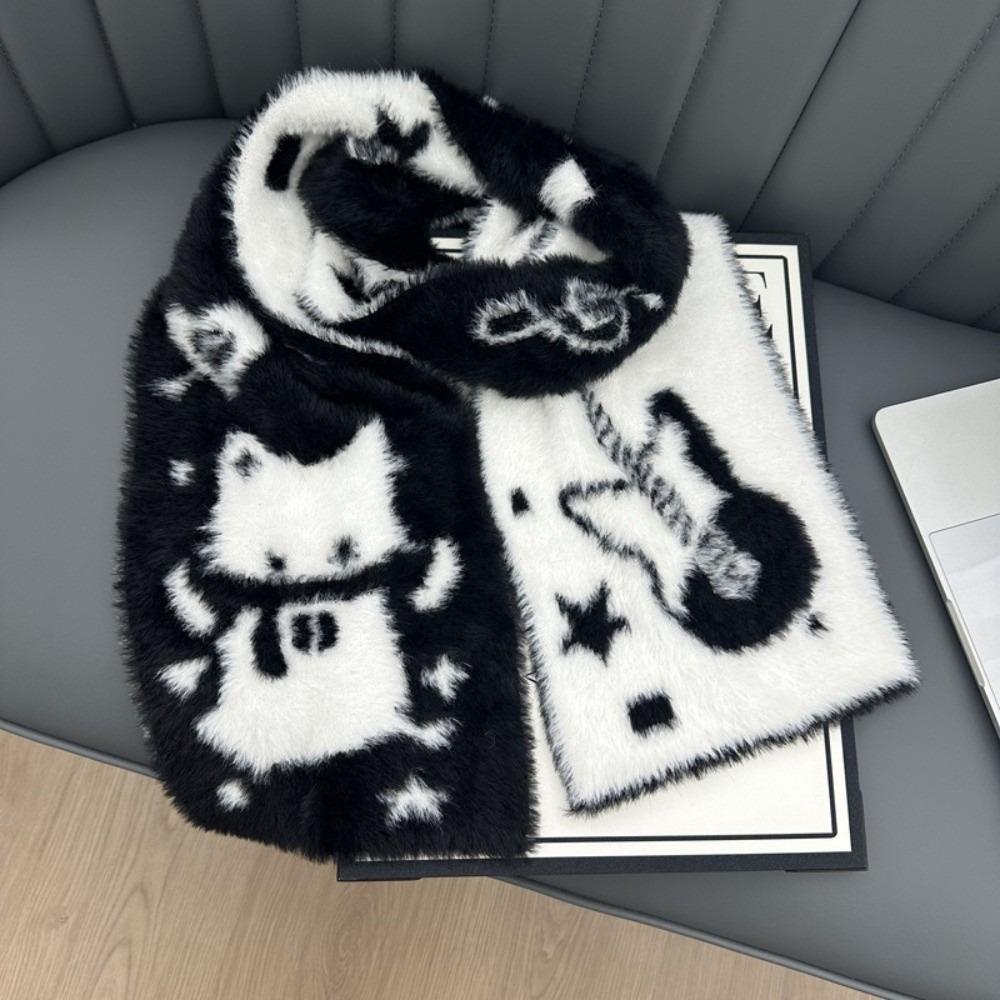 Cat Winter Scarf Warm Pashmina Cute Mink Wool Scarf  Women