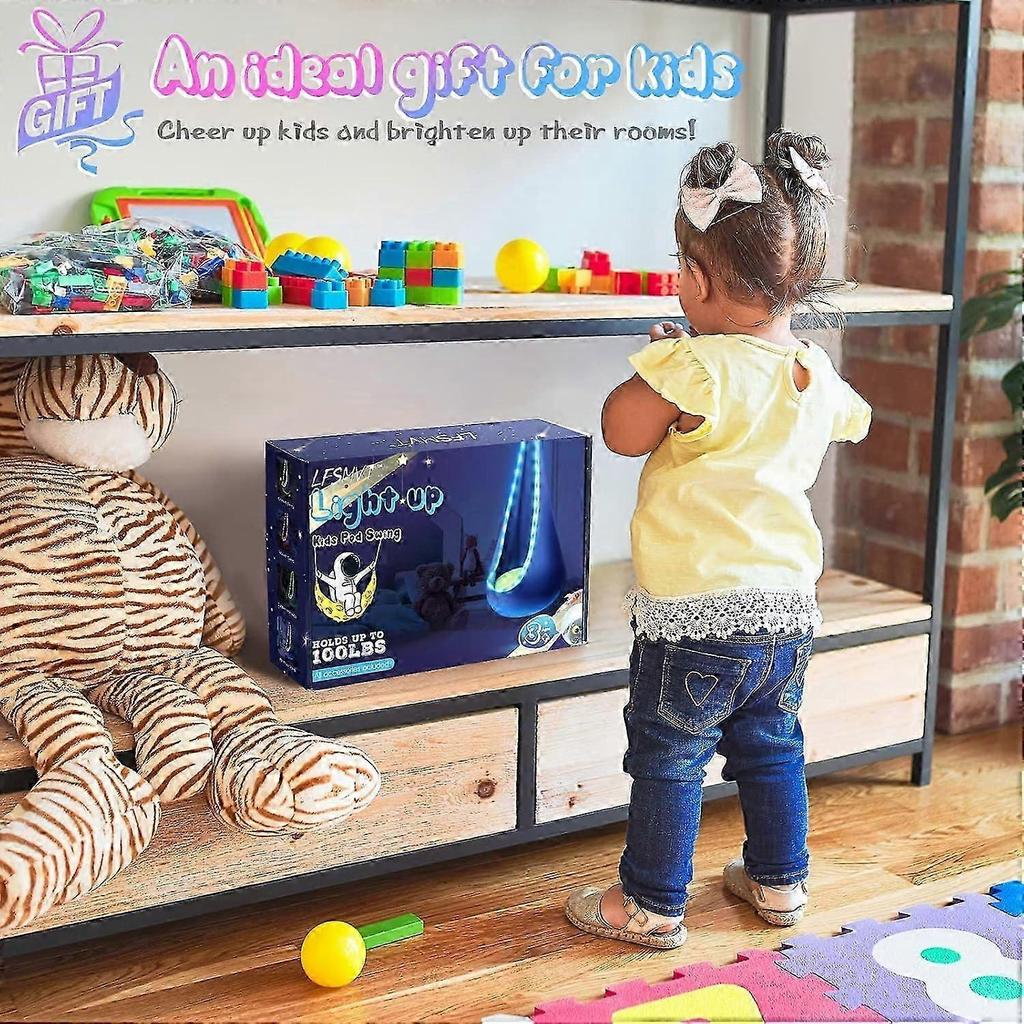 Innen-/Außen-Sensorik-Schaukel-Hängematten-Stuhl mit aufblasbarem Kissen & LED-Lichtern, Kapsel-Schaukel-Sitz für Kinder zum Lesen & Entspannen