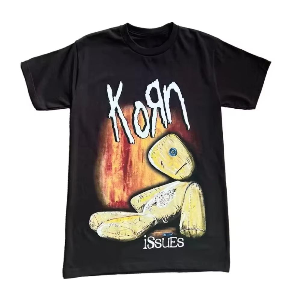 

2026 Korn Follow The Leader Patterned Printed Tshirts Summer Brand Pure Cotton Mens and Womens Tshirt with Short Sleeves 4XL