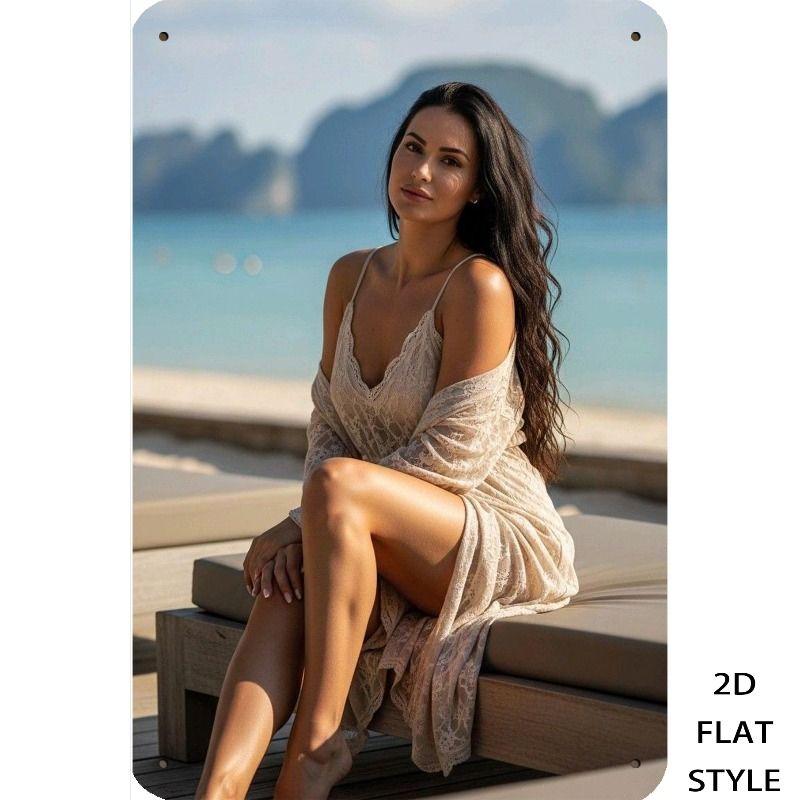 Vintage Female Silhouette Metal Tin Sign for Interior Bar & Garage Decor