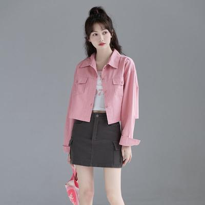 Stylish Pink Short Thin Jacket for Women, Korean Design Outerwear Top