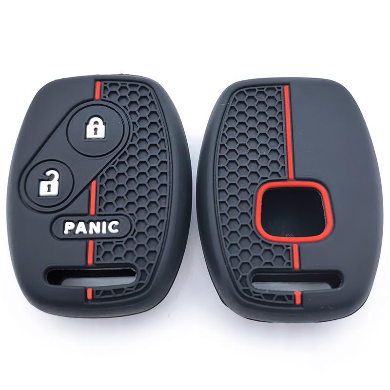 Car Key Fob Case Keychain For Honda Civic 4D Jazz Gr8 Cr-V Srv Frv Fit Csx Chord 7 Accord Emblem Extra Screw Silicone Protection