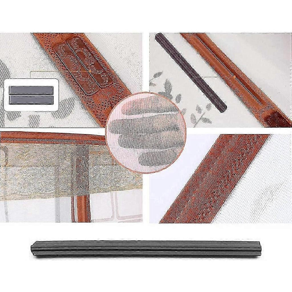 Magnetic Door Screen High Density Fly Bug Mosquito Mesh Curtain Automatically Mesh Door Nets Keeps Bugs & Mosquitoes Out, 35*83in, Coffee