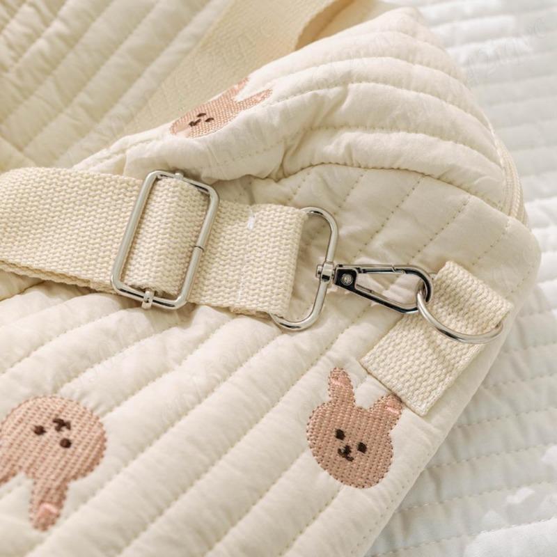 Baby Diaper Bag Embroidered Nappy Organizer Messenger Bag Cute Cartoon Shoulder Bag with Zipper Luggage Tote Bag for Travel