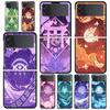 Genshin Impact Phone Case for Samsung Galaxy Z Flip 3 4 5 6 Folding Black Shell For Samsung Z Flip4 Flip5 PC Hard Cover