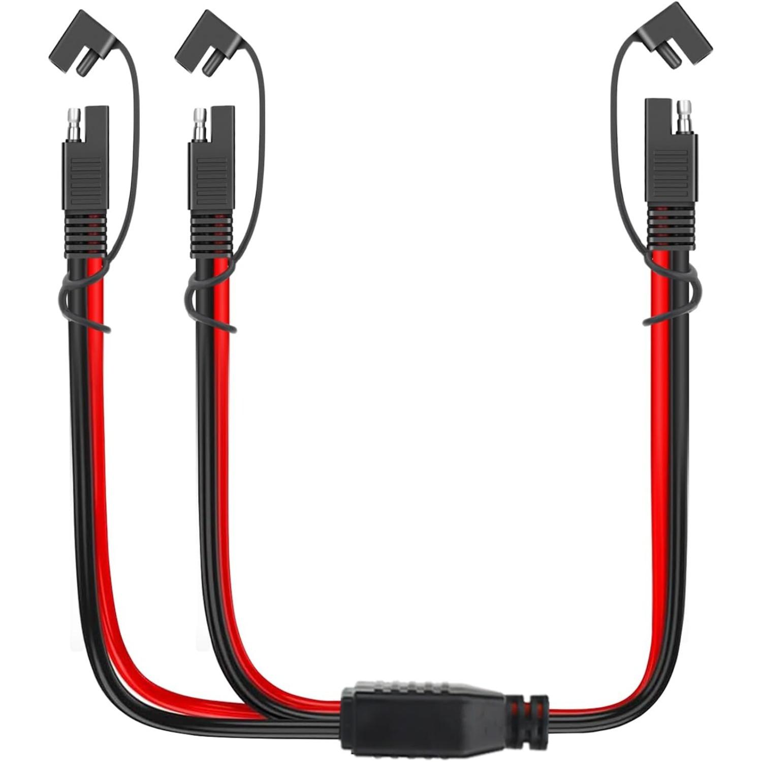 10AWG 1.3FT SAE Y Splitter Cable SAE Quick Disconnect Connector, 1 to 2 SAE to SAE 2-Way Splitter Extension Cable for Solar Panel Battery Charger красный