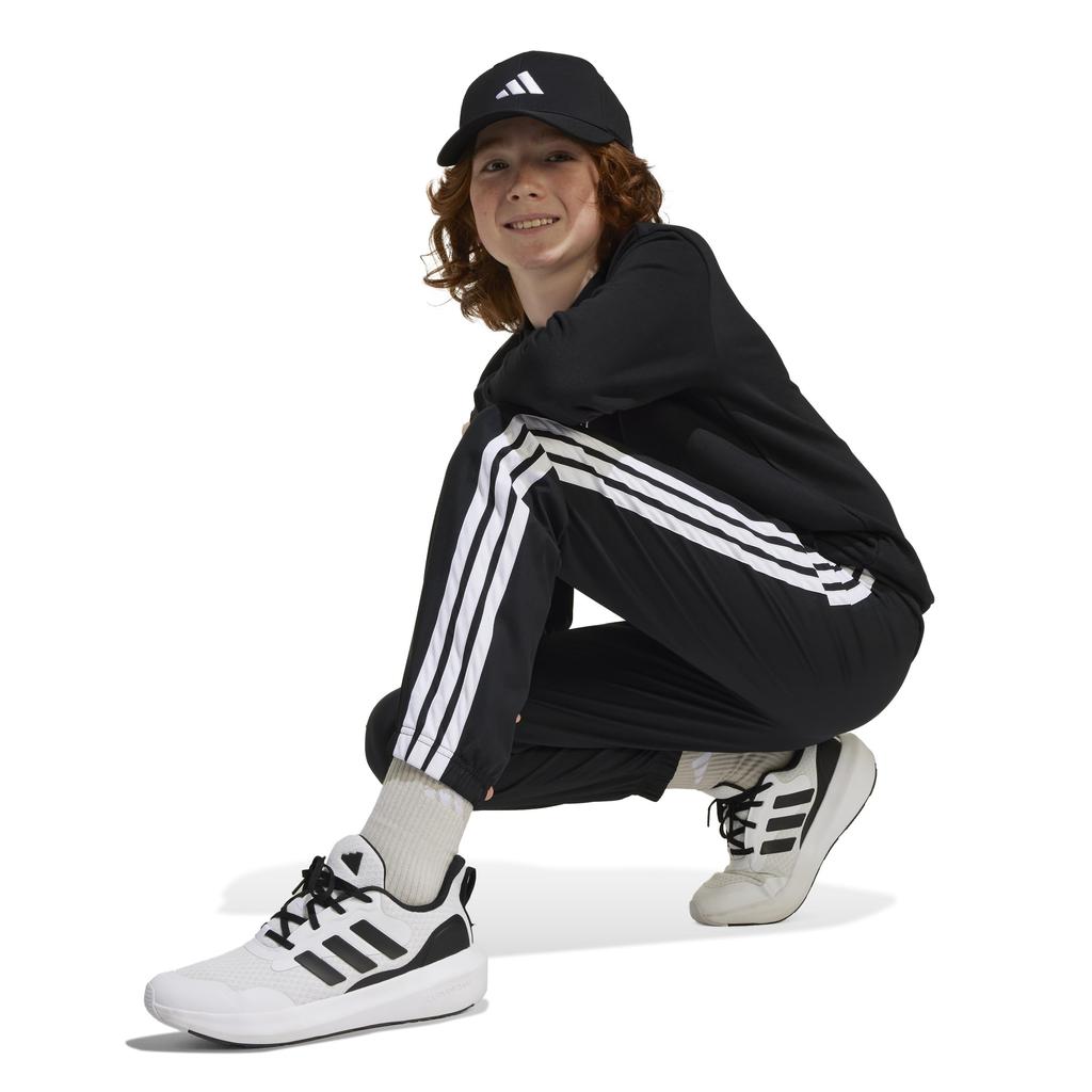 Adidas Essentials Woven Size 160 Kids' 3-Stripes Pants, Unisex, KRG89, Black/White (JD6500),