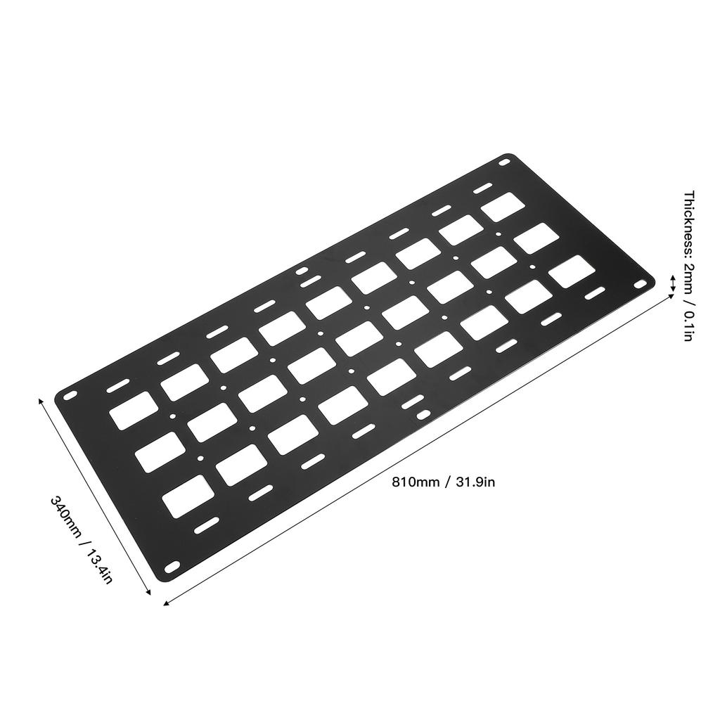 Ladeflächen-Molle-Panel 810 x 340 x 2 mm Multifunktional mit Befestigungsbasis Bolzen L-Schiene Stauraum-Panel-Organizer Ladeflächen-Stauraum-Panel