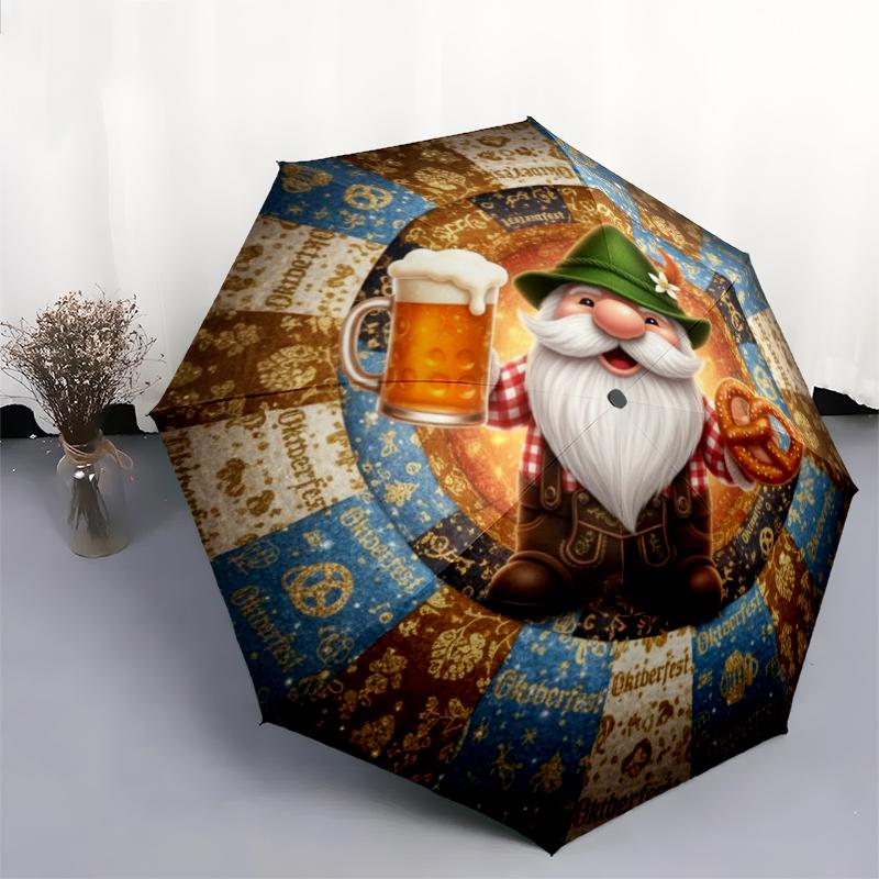 1 PC Automatic Folding Umbrella - Cartoon Pattern, Portable & Foldable Design with 8 Ribs, Christmas Birthday Gifts