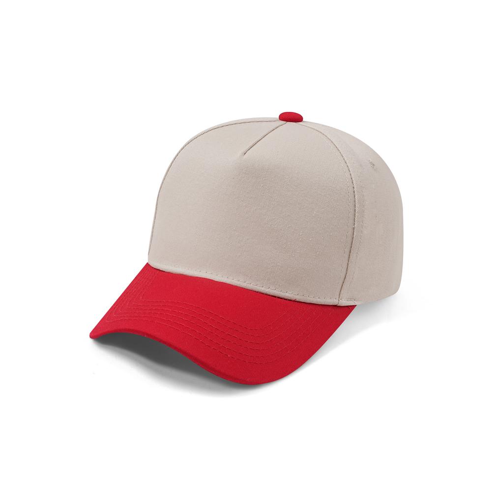 Five-panel Color-blocked Pure Cotton Hard-top Baseball Cap with Embroidered Blank Light Plate Trucker Hat and Peaked Cap