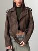 European-American Street Style 2025 Velvet Motorcycle Jacket - Slim Fit, Versatile, Loose, Short Coat