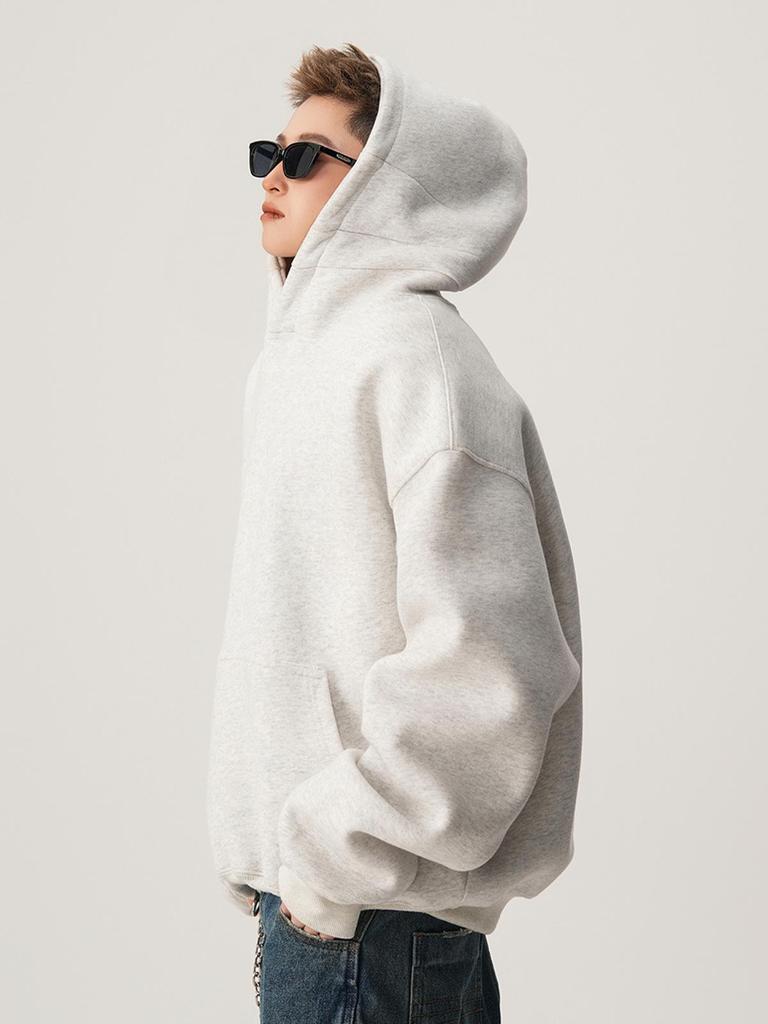 Herren Heavyweight Boxy Hoodie im amerikanischen Stil - Trendiger Cropped Fit, Cleaner High-Street-Look, Locker & Steifer Kapuzenpullover