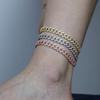 9MM Iced Out Bling CZ Miami Cuban Link Chain Anklet Rose Pink Stone Miami Anklet Silver Plated Hip Hop Women Fashion Jewelry