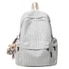 Schoolbag for Women, Korean Style INS Minimalist Plaid Backpack, Large Capacity Leisure Travel Backpack for Middle and High School Students