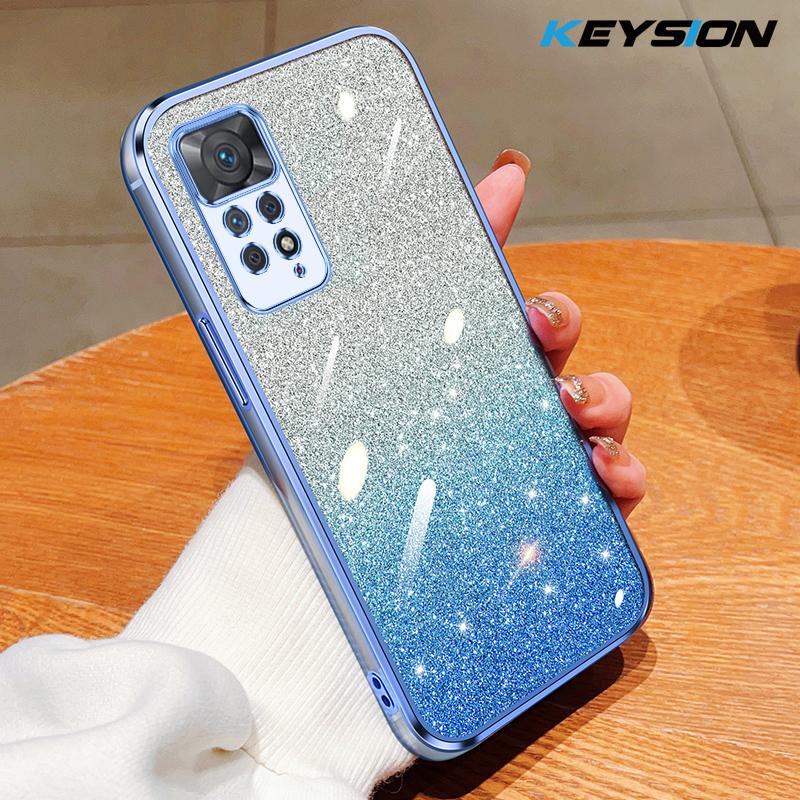KEYSION Luxury Plating Glitter Phone Case for Redmi Note 11 Pro 11S 5G 11 Pro+ 5G Transparent Soft TPU Shockproof Cover
