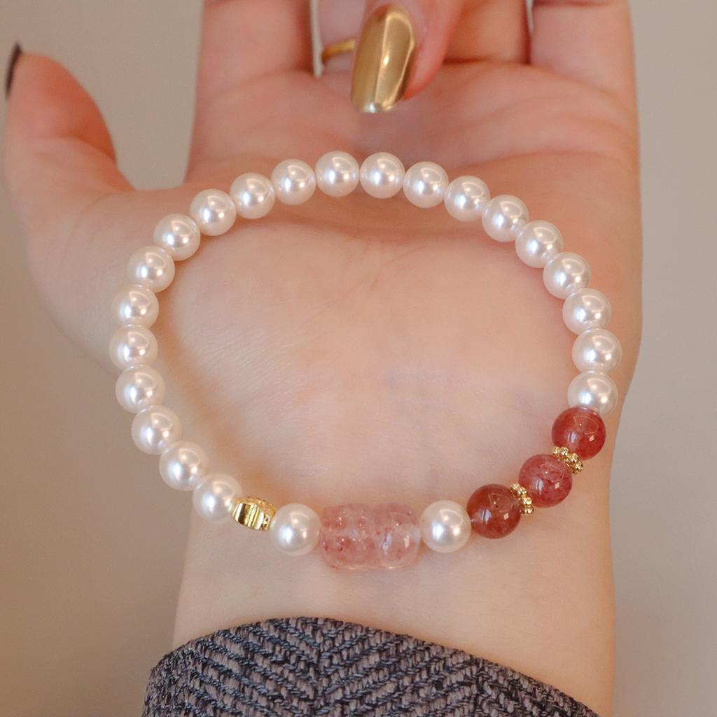 Temperament Jewelry, Natural Amethyst Bracelet, Strawberry Crystal Light Luxury Bangles Women Fashion Jewelry Accessories Gift
