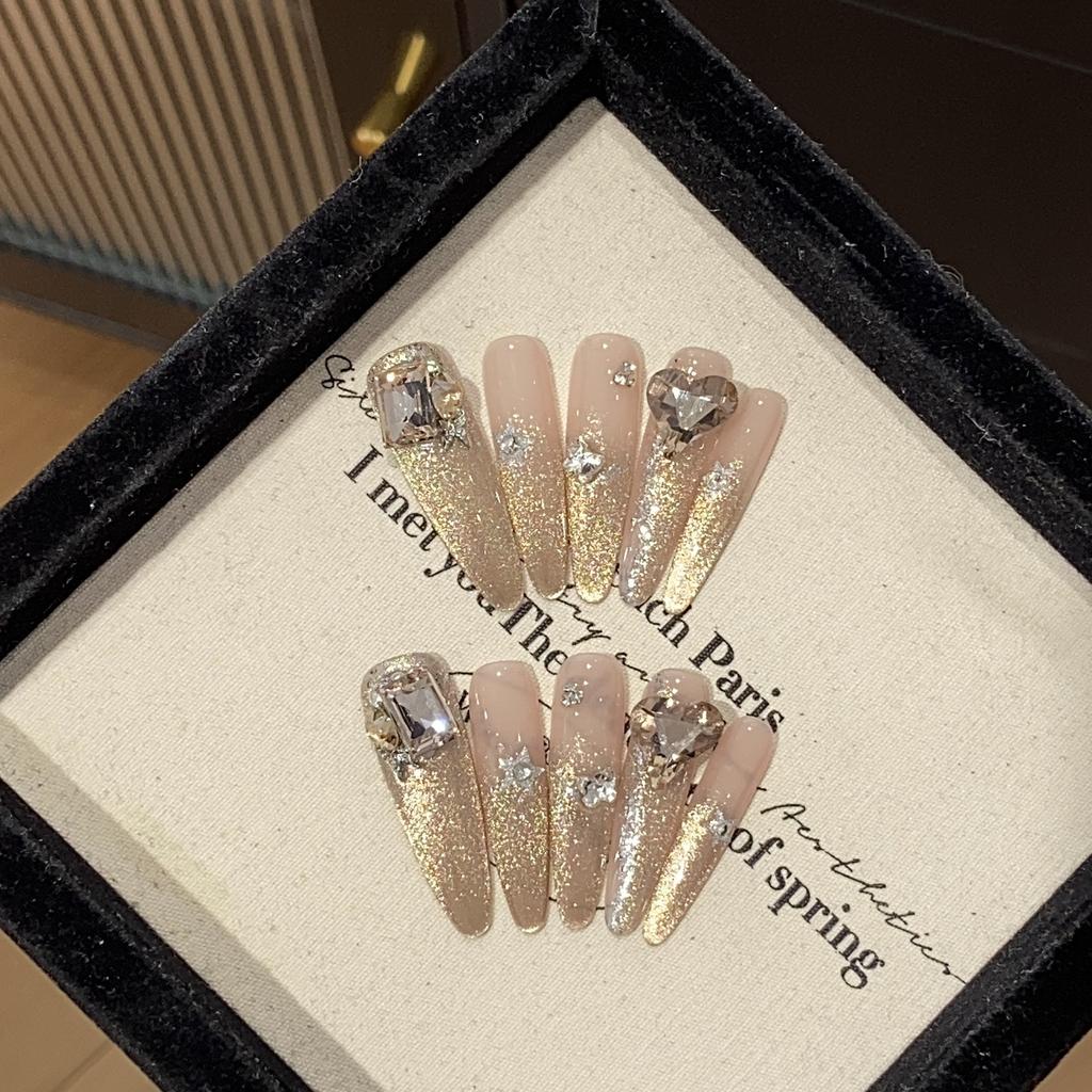 Pure Handmade Nude Golden Flash Cat Eye Champagne Peach Heart Boutique K9 Peach Heart Water