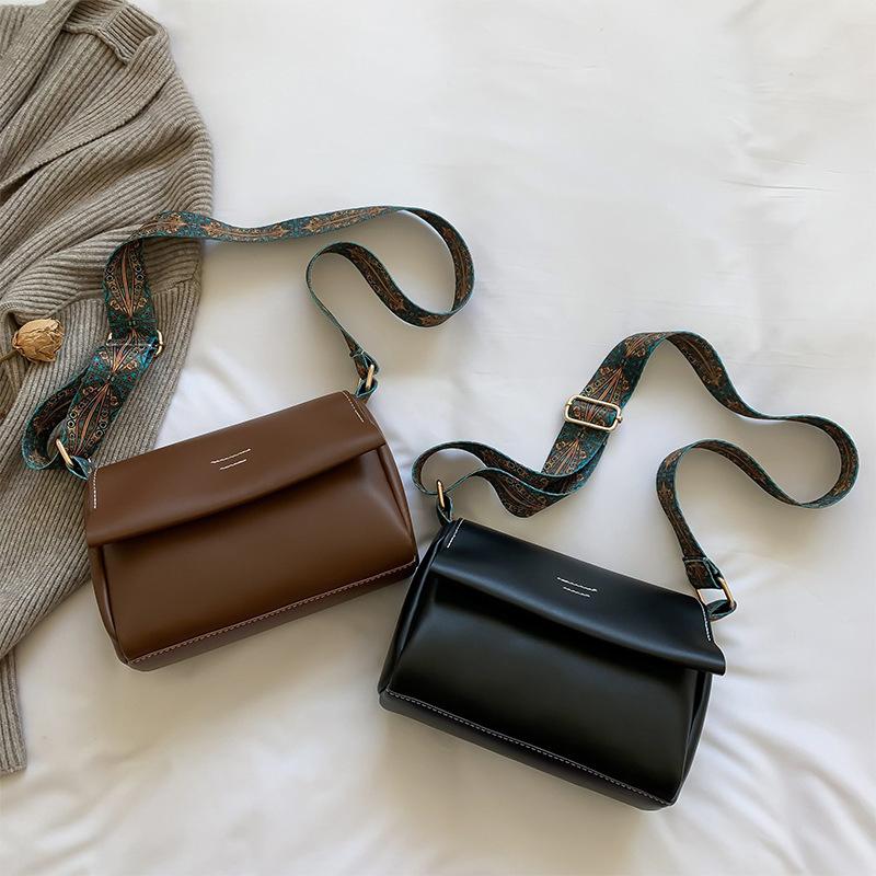 Wide Shoulder Strap Fashion Shoulder Bag Women's New Small Square Bag Western-style Texture PU Simple Ladies Shoulder Bags