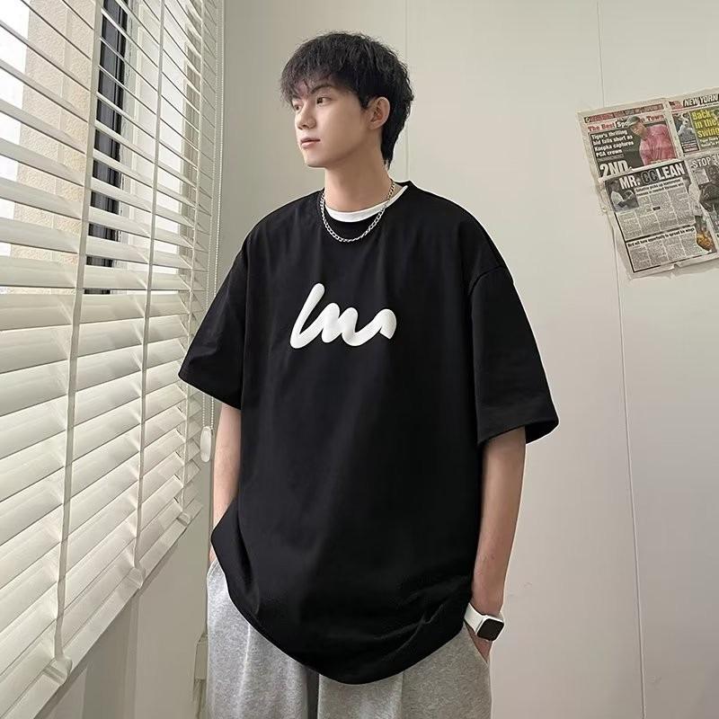 Übergröße M-8XL 2025 Herren Retro Koreanischer Gedruckter Kurzärmeliger Rundhals Lockerer T-Shirt