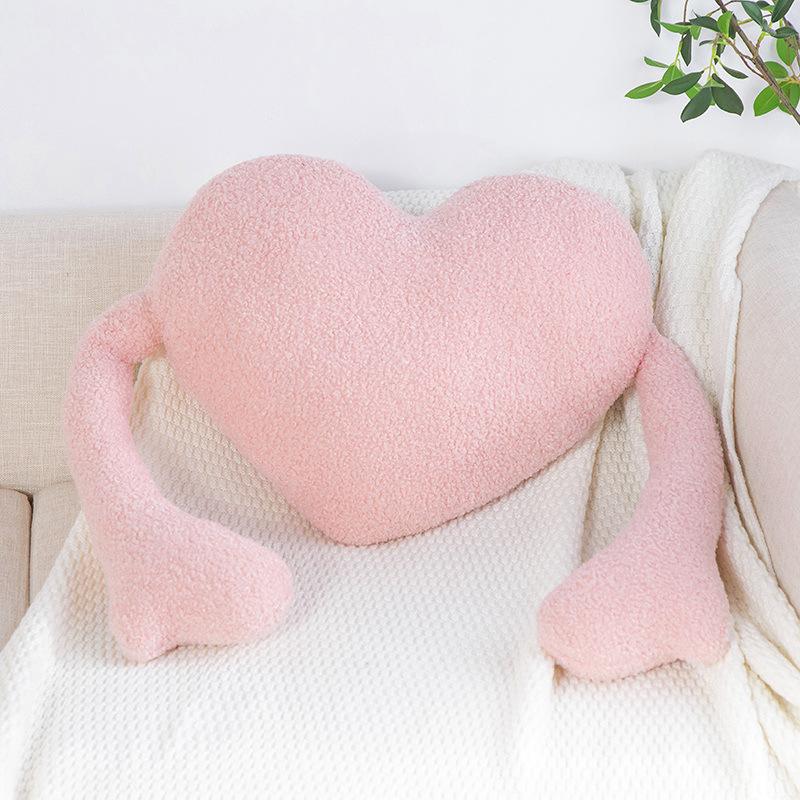 Couple Love Heart Palm Pillow Plush Toys Creative Modeling Red Cushion Blue and White Love Heart Plush Dolls
