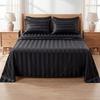 Cross-Border Satin Stripe Bed Sheet & Pillowcase Set for Oversized Double Bed