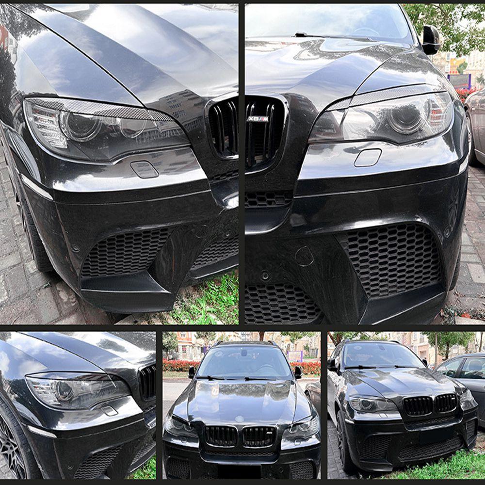 2PC Car Headlight Eyebrows Eyelids Lids Cover Trim ABS Plastic For BMW X6 E71 E72 X6M X5M E70 2008-2014 Not For X5