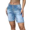 Women Denim Shorts High Waisted Rolled Cuff Shorts Slimming Bermuda Stretch Jean Shorts