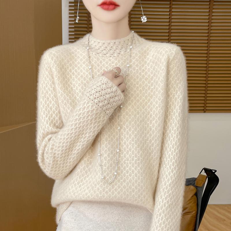 Women's Cashmere Sweater Qinghe Cashmere 30% Cashmere 70% Wool Autumn and Winter Pullover Warm and Fashionable