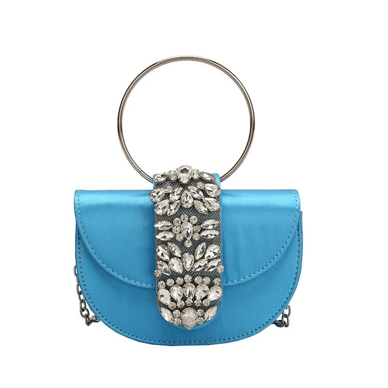 Women's Crystal Bright Satin Bags Night Diamonds Clutch Ring Bags Shoulder Bag Diamond Designer Luxury Wedding Party