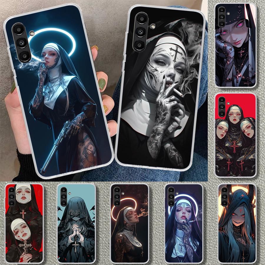 Dark Demon Nun Phone Case Cover for Samsung Galaxy A17 A16 A26 A36 A56 A57 A37 A15 A25 A35 A55 A14 A24 A34 A54 A13 A23 A33 A53 G