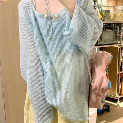 Häkelpullover mit Lochmuster für Damen-Oberbekleidung, figurbedeckendes Oberteil, dünne Sonnenschutzjacke