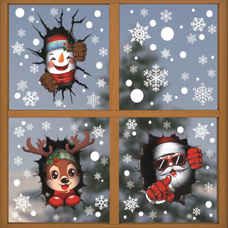 20226 Xmas Ornament Christmas Window Mirror Sticker Snowflake Santa Claus Snowman Mall Glass Window Electrostatic Sticker