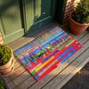 Welcome Door Mat Rug Carpet Las Vegas Neon Sign Wooden Texture Home Decoration for Entryway Patio Welcome Mat Home Floor Mat