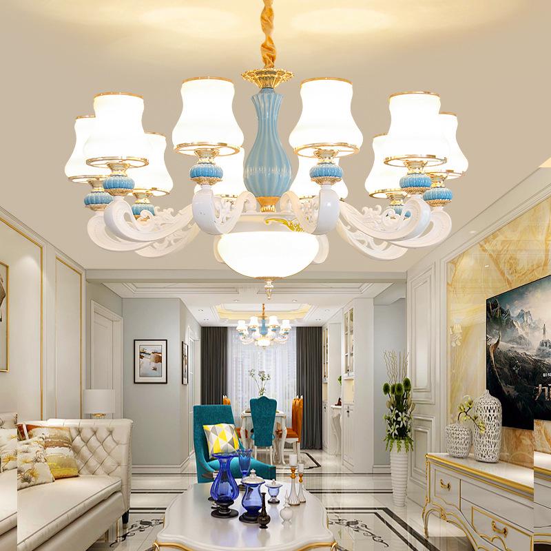 Modern European Ceramic Chandelier for Living Room, Restaurant, or Bedroom in Villa