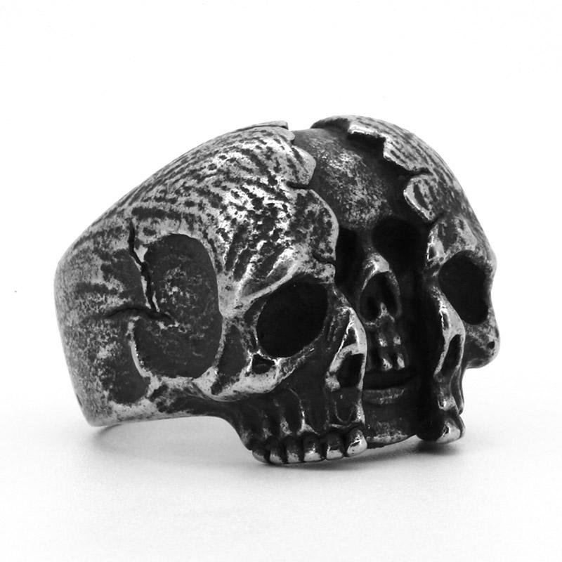 BEIER 2024 New Arrival 316L Stainless Steel Gothic Broken Skeleton Skull Ring For Men Biker Gothic Jewelry Wholesale