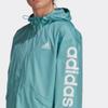 Adidas Solid Color Zipper Brand Logo Printed Hooded Jacket Women Jackets Blue H07845