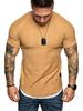 European & American Men's Slim Fit Crew Neck Pleated T-Shirt - Solid Color, Casual Short Sleeve