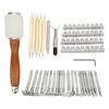 2025 Trend Zinc Alloy And Beech Wood Crafting Tool Set- Leather For DIY Projects Includes 21 Patterns Featuring Letters And Numb
