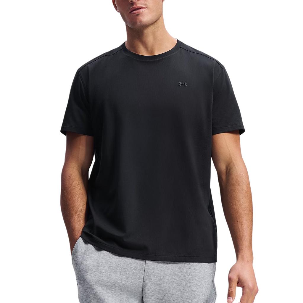 Men's Under Armour Bouncy Quick-Dry T-Shirts Men's Ultimate Black/Black-008 Crew Neck